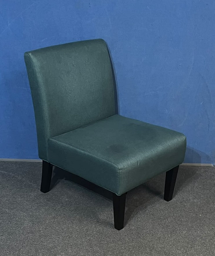 Pair of Green Upholstered Reception / Breakout Chairs – Black Legs (Used)