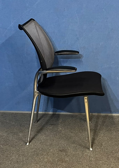 Set of 3 Humanscale Liberty Armchairs in Black with Silver Legs (Used)