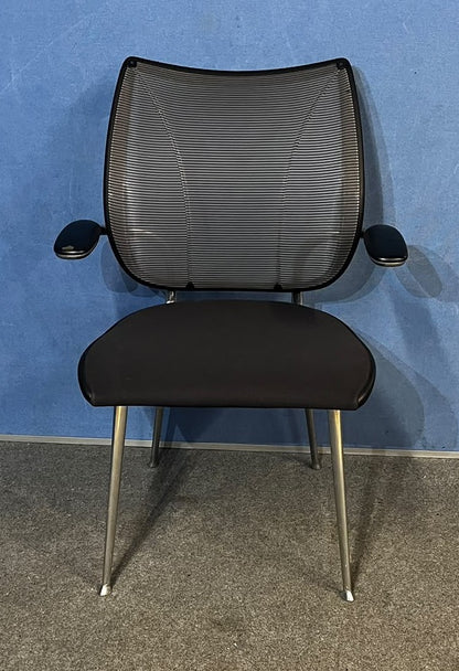 Set of 3 Humanscale Liberty Armchairs in Black with Silver Legs (Used)