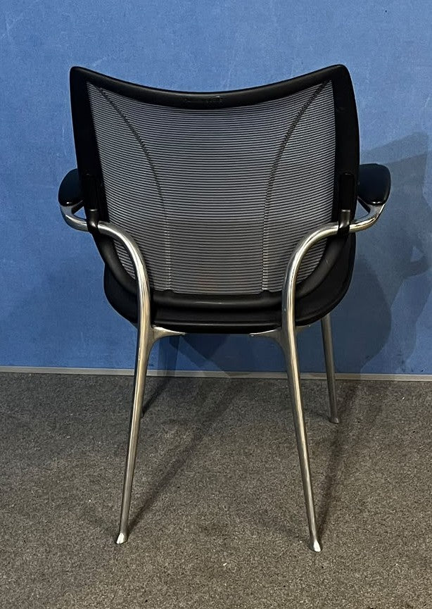 Set of 3 Humanscale Liberty Armchairs in Black with Silver Legs (Used)