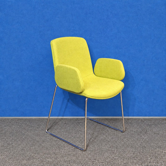 Orangebox Cubb-02 Armchair Lime Green with Chrome Sled Base (Used)