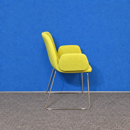 Orangebox Cubb-02 Armchair Lime Green with Chrome Sled Base (Used)