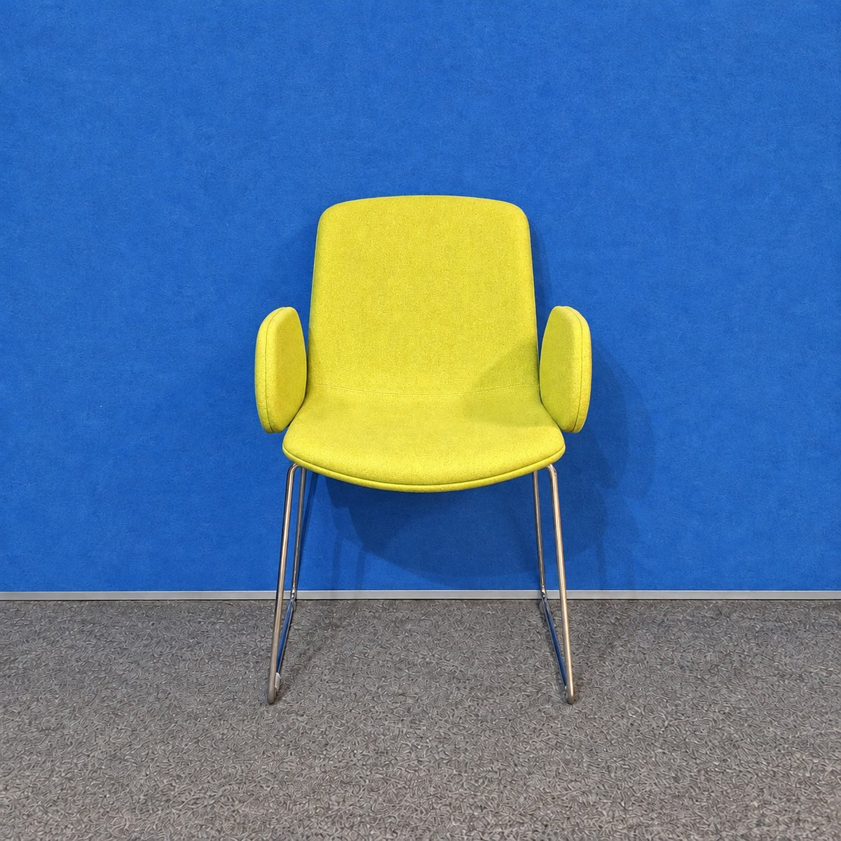Orangebox Cubb-02 Armchair Lime Green with Chrome Sled Base (Used)