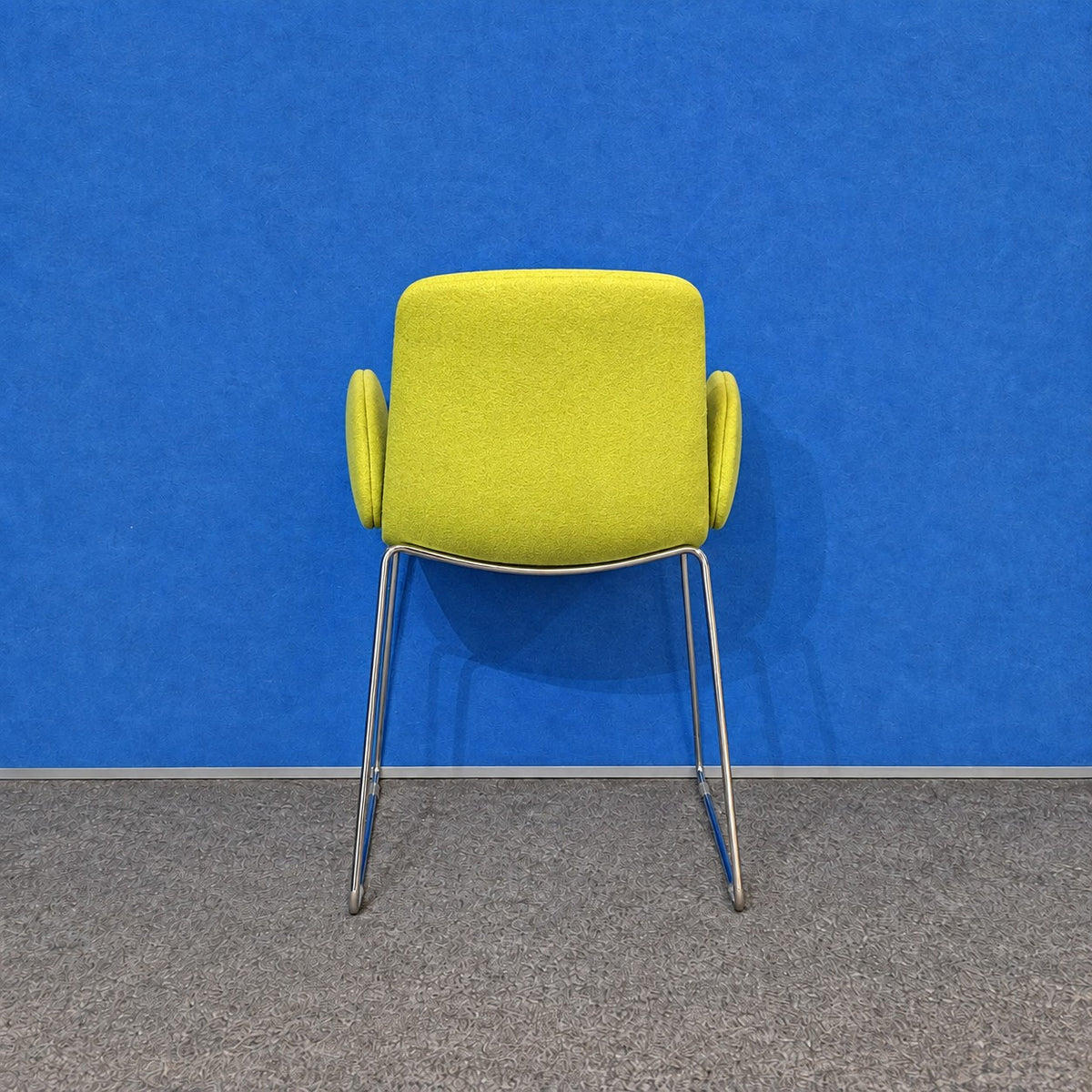Orangebox Cubb-02 Armchair Lime Green with Chrome Sled Base (Used)