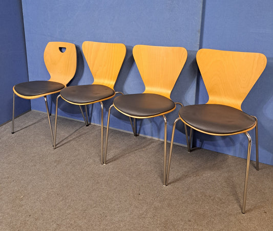Set of 4 Wooden Chairs with Grey Padded Seats (Used)