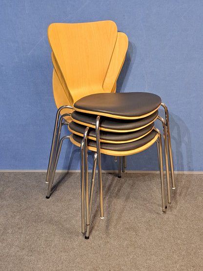Set of 4 Wooden Chairs with Grey Padded Seats (Used)