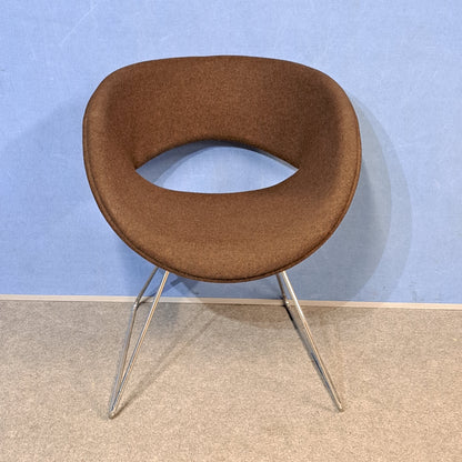 Boss Design Happy Brown Breakout Chair with Chrome Sled Base (Used)