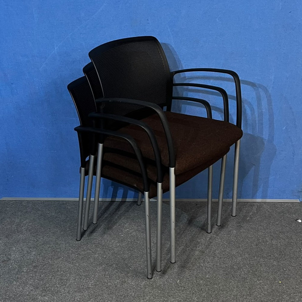 Set of 3 Boss Design Mars Brown & Black Visitor Armchairs (Used)