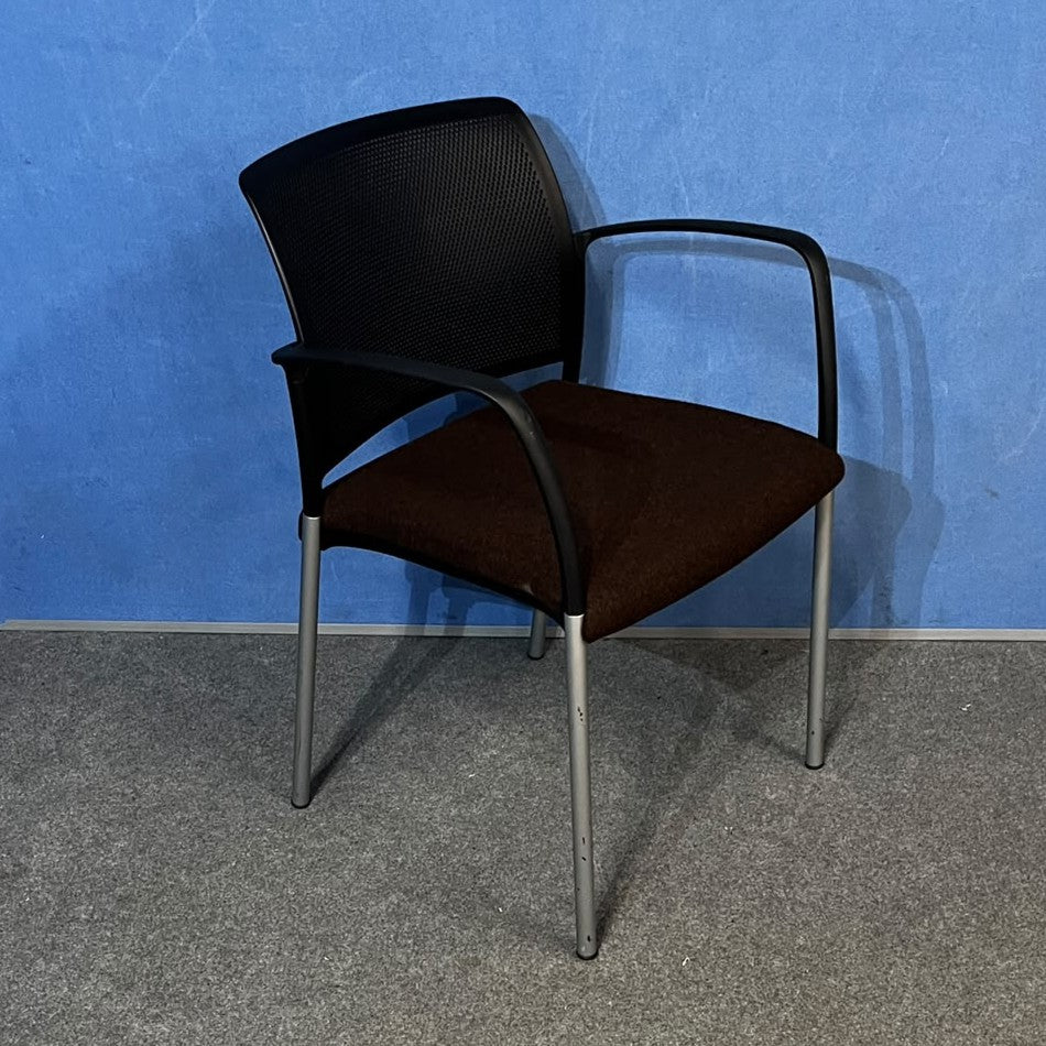 Set of 3 Boss Design Mars Brown & Black Visitor Armchairs (Used)
