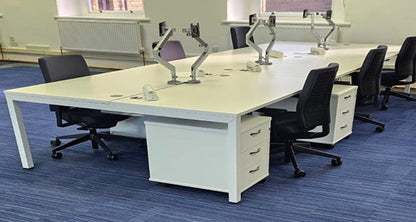1400x800mm Back to Back Bench Desking White Top on White Leg (used)