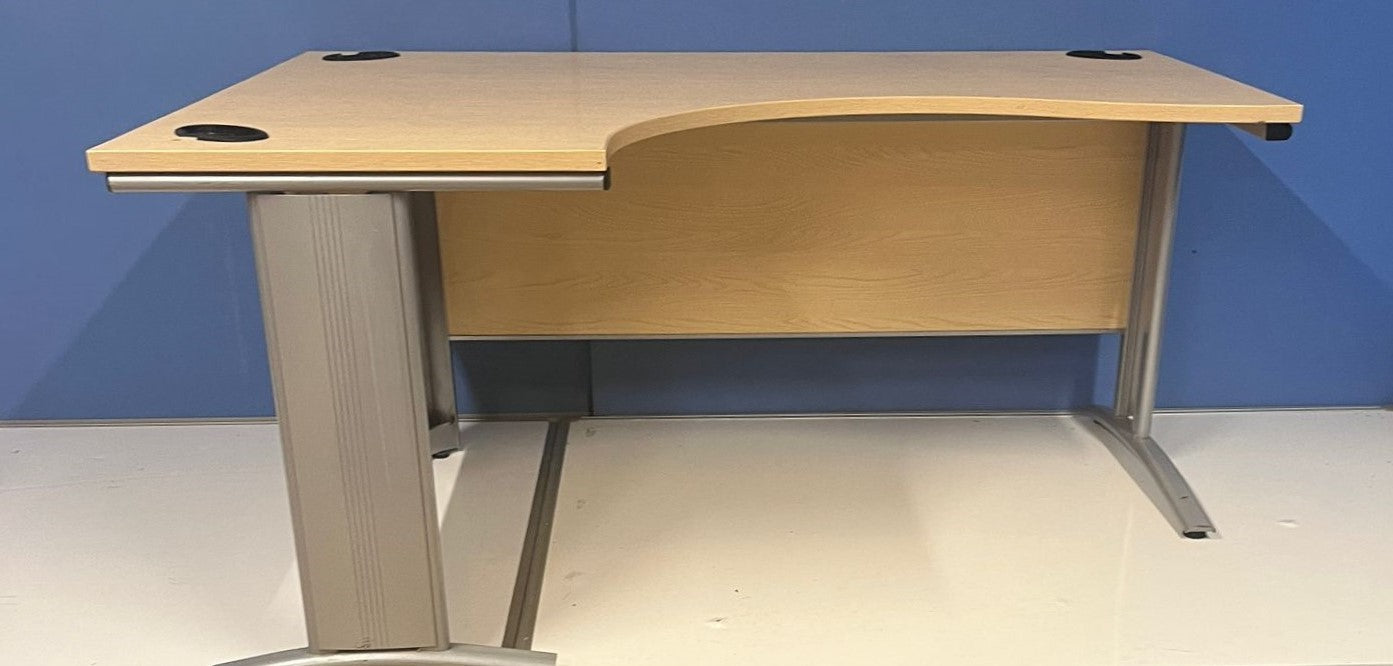 1600mm Left Hand Curved Desk with Fixed Frame Maple (used)