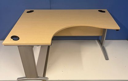 1600mm Left Hand Curved Desk with Fixed Frame Maple (used)