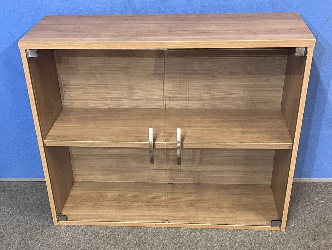 Santiago Cherry Office Suite - Desk, Pedestal, Filing Cabinet, Cupboards & Display Cabinet (used)