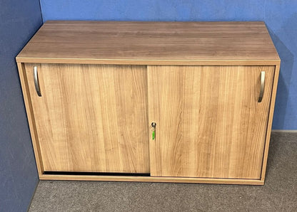 Santiago Cherry Office Suite - Desk, Pedestal, Filing Cabinet, Cupboards & Display Cabinet (used)