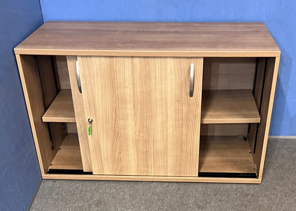 Santiago Cherry Office Suite - Desk, Pedestal, Filing Cabinet, Cupboards & Display Cabinet (used)