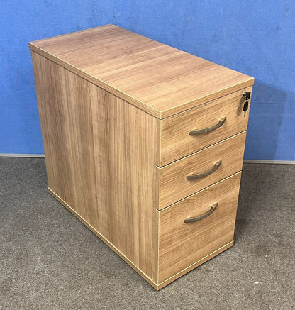 Santiago Cherry Office Suite - Desk, Pedestal, Filing Cabinet, Cupboards & Display Cabinet (used)