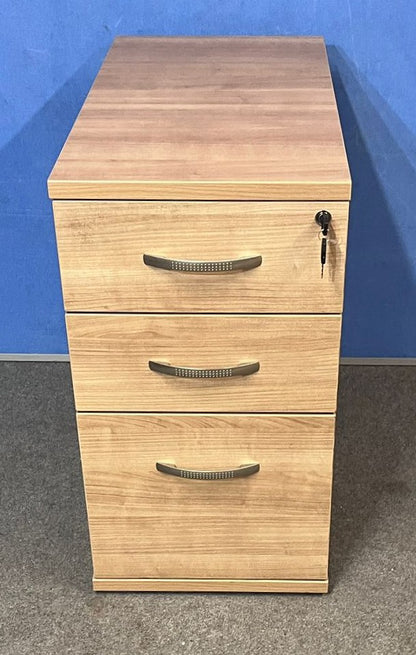 Santiago Cherry Office Suite - Desk, Pedestal, Filing Cabinet, Cupboards & Display Cabinet (used)