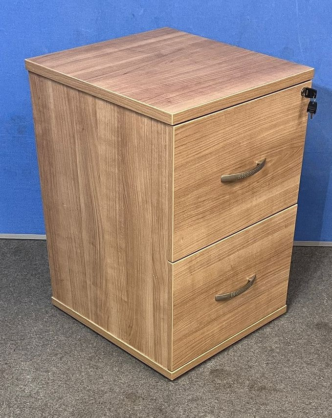 Santiago Cherry Office Suite - Desk, Pedestal, Filing Cabinet, Cupboards & Display Cabinet (used)
