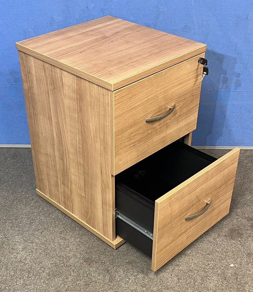 Santiago Cherry Office Suite - Desk, Pedestal, Filing Cabinet, Cupboards & Display Cabinet (used)