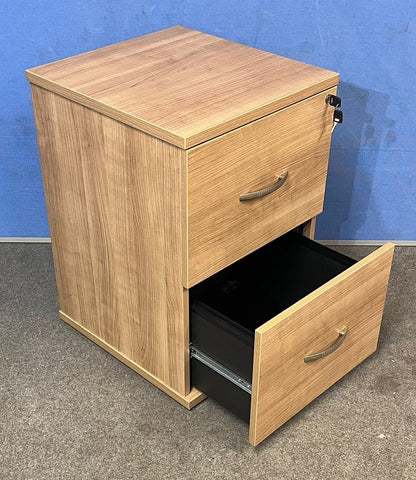 Santiago Cherry Office Suite - Desk, Pedestal, Filing Cabinet, Cupboards & Display Cabinet (used)