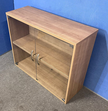 Santiago Cherry Office Suite - Desk, Pedestal, Filing Cabinet, Cupboards & Display Cabinet (used)