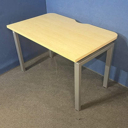 1200x800mm Straight desk with Bench Style Frame Maple (used)
