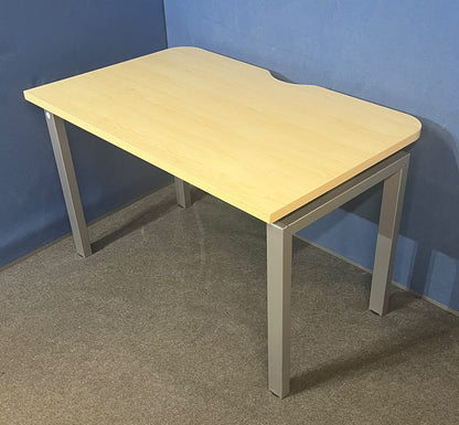 1200x800mm Straight desk with Bench Style Frame Maple (used)