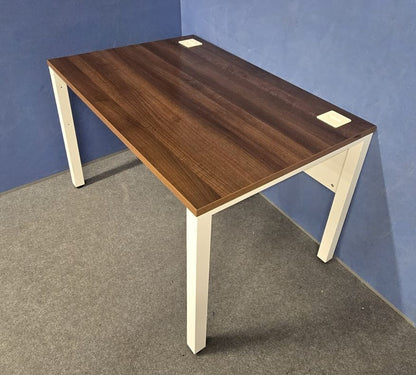 Used 1200x800mm Straight Desk with Cable Management – Walnut Top with White Frame
