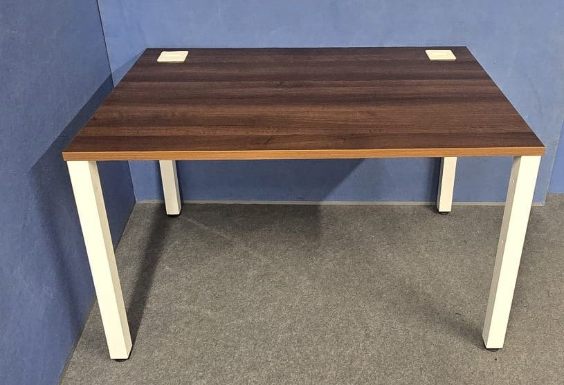 Used 1200x800mm Straight Desk with Cable Management – Walnut Top with White Frame