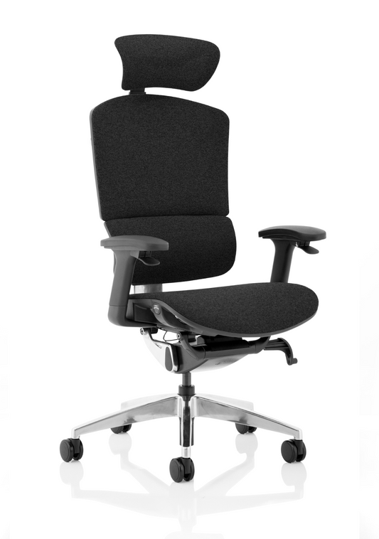 Ergo Click High Back Posture Fabrimesh Chair, Height Adjustable Arms & Headrest Black