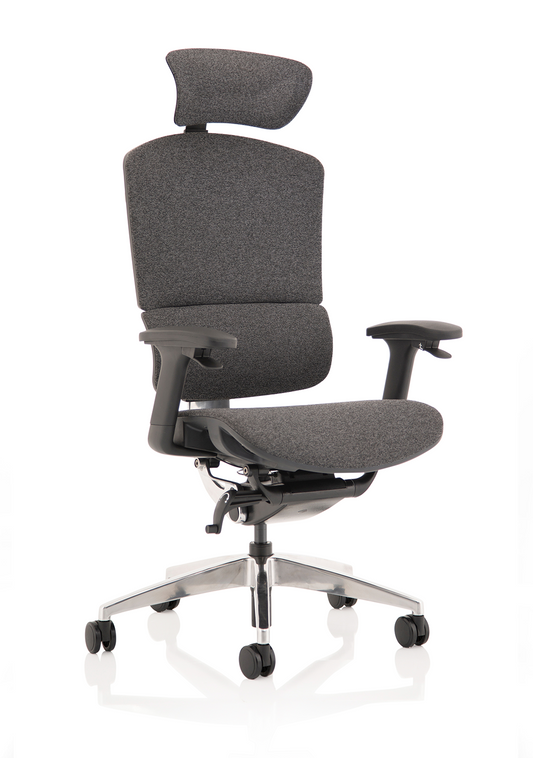 Ergo Click High Back Posture Fabrimesh Chair, H/Adj Arm & Headrest Charcoal D.S.