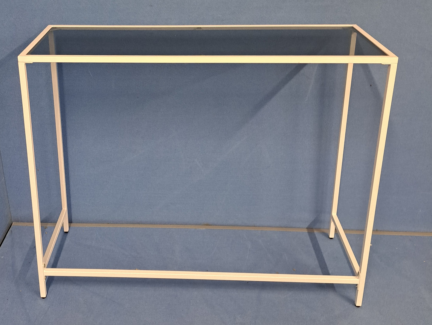 *SALE* 1005mm Console Side Table White frame with Glass Top (used)