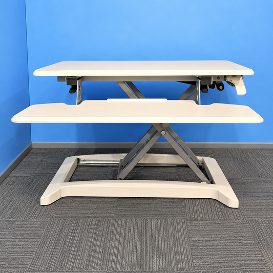 700x700mm Height Adjustable Desk Riser White - Sit-Stand Converter - used office furniture