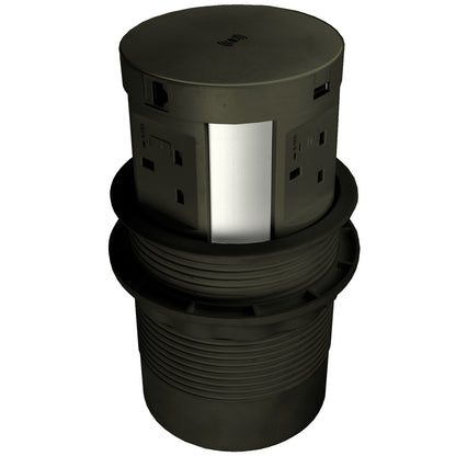 PopSocket Pop-up Power Unit, 4-fused Sockets, USB A+C, Wireless Charger, RJ45, HDMI, 2m Start Lead