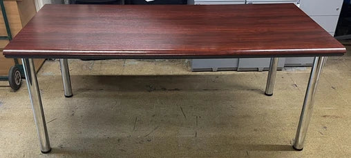 1800x900mm Meeting Table on Silver Legs Mahogany *SLIGHT MARK ON TOP* (used)