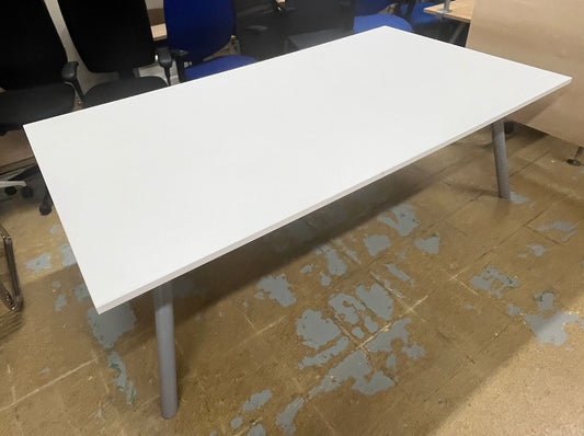 2200x1100mm Boardroom Meeting Table White with Grey Frame (used)