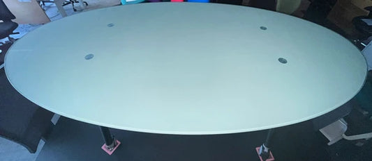 1800x1000mm Oval Glass Meeting Table (used)