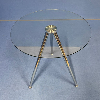 500mm Round Glass Coffee Table with Chrome Legs (used)