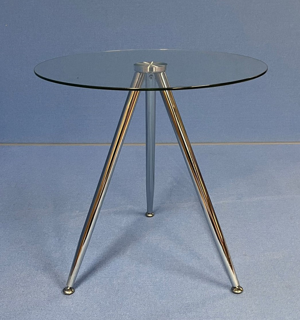 500mm Round Glass Coffee Table with Chrome Legs (used)