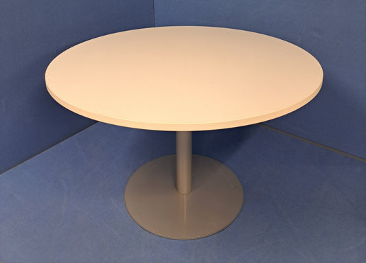 1200mm diameter White Table with Grey Tulip/Trumpet Base (used)