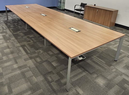 4200x1200mm Boardroom Meeting Table inc 2 Door Credenza Unit Walnut (used)