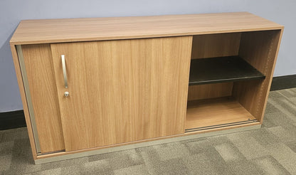 4200x1200mm Boardroom Meeting Table inc 2 Door Credenza Unit Walnut (used)