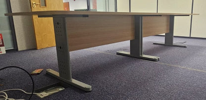 3400x1200mm Meeting Table, Light Oak on Silver Legs (used)