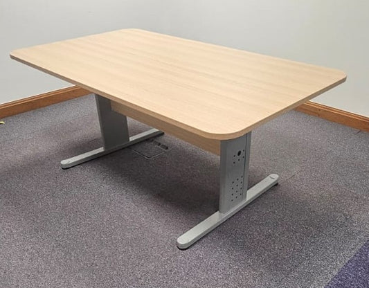 1800x1000mm Meeting Table, Light Oak on Silver Legs (chipped on the edge) (used)
