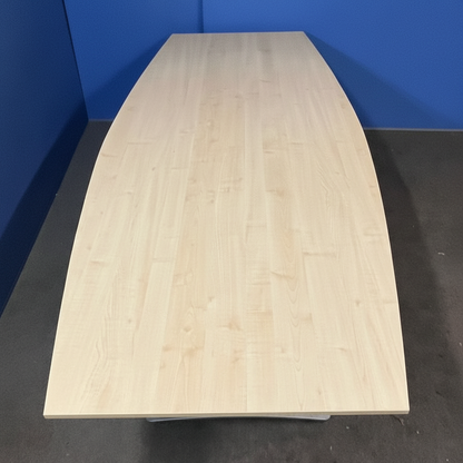 2400x1100mm Boardroom Table, Maple on Silver Frame (used)