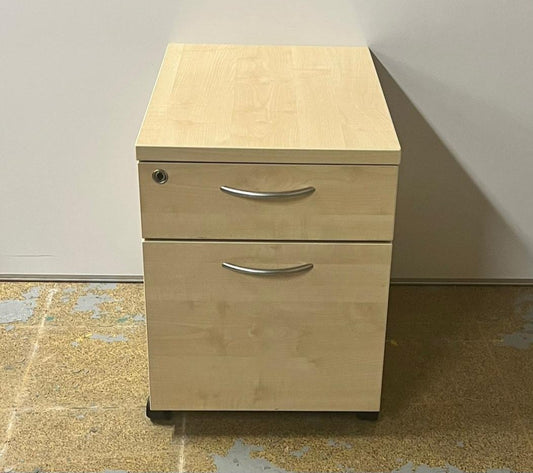 2 Drawer Under Desk Mobile Pedestal Maple (used)