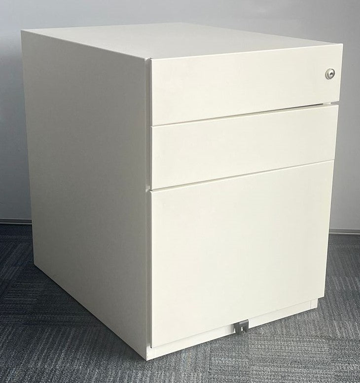 3 Drawer Metal Under Desk Mobile Pedestal White (used)