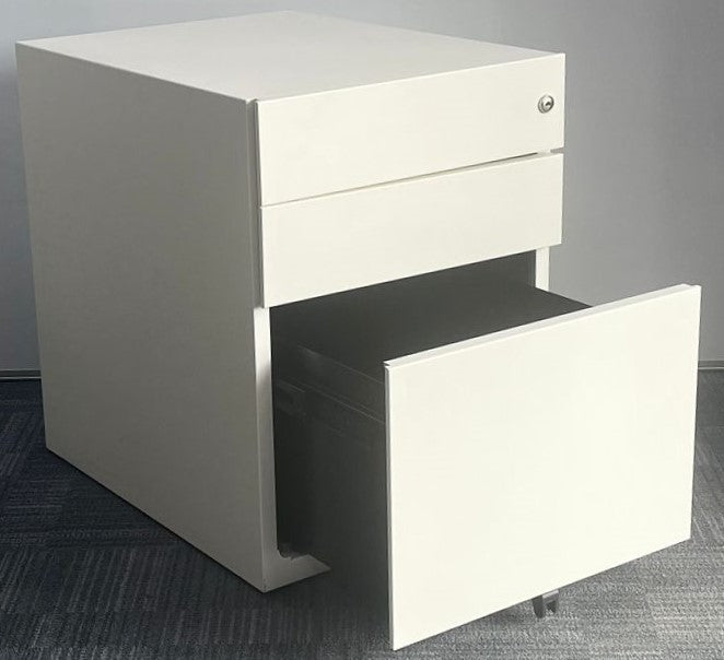 3 Drawer Metal Under Desk Mobile Pedestal White (used)