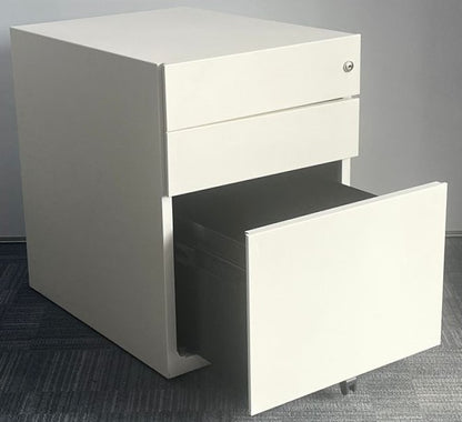 3 Drawer Metal Under Desk Mobile Pedestal White (used)