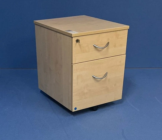 2 Drawer Under Desk Mobile Pedestal Maple (used)